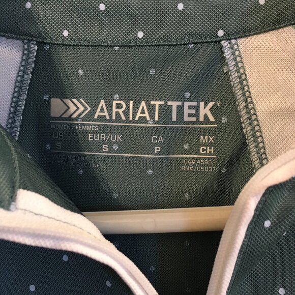 Ariat TEK Sunstopper 3.0 1/4 Zip Top Green/White - Picture 2 of 9